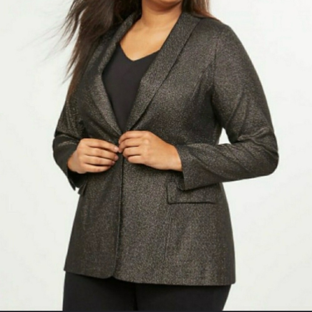 Lane Bryant The Bryant Blazer Sz 20 Metallic Sparkly Disco Chic Shimmer Plussize